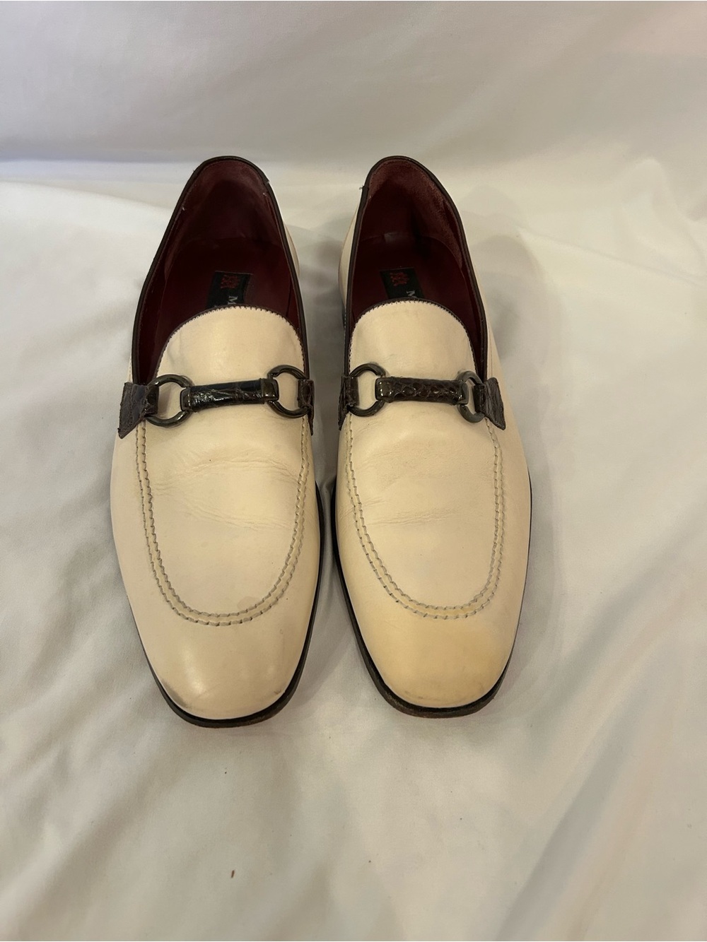 Mezlan Platinum Men’s Soler‎ Horse Leather Loafers Sz 9 White